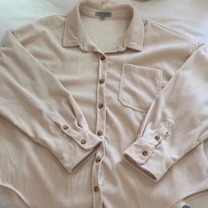Women’s Cream Velvety Corduroy Shirt